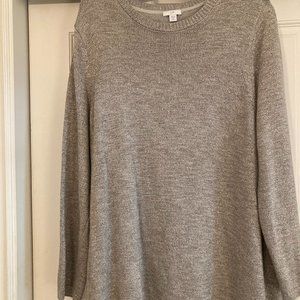 J Jill Metallic Silver Oversized Sweater 2X